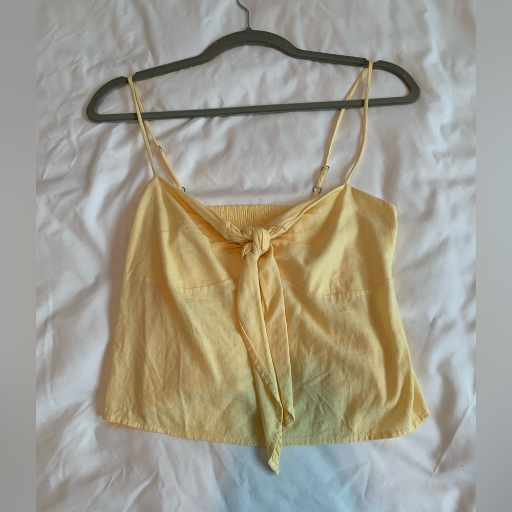 Yellow Brandy Melville tie in front tank top